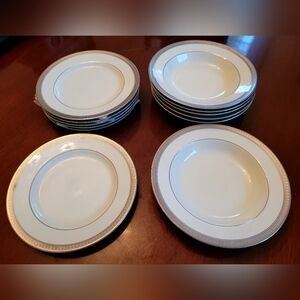 Mikasa Palatial Platinum Fine China 6 soup bowls, 6 salad plates 12pcs